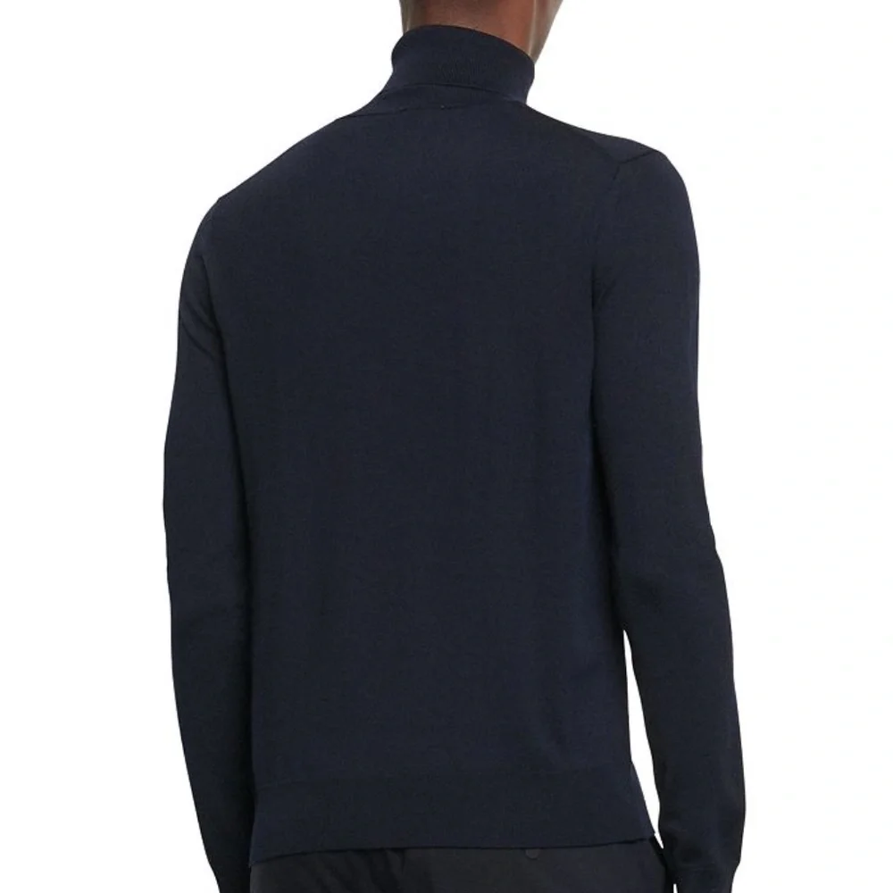 Sandro 100% Wool Slim FitTurtleneck Sweater Indigo Blue New With Tags  $…